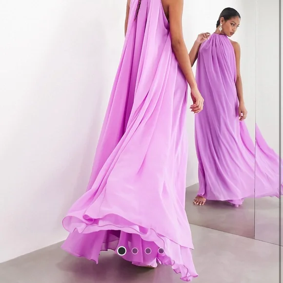 ASOS Statement Chiffon Halter Trapeze Maxi Dress